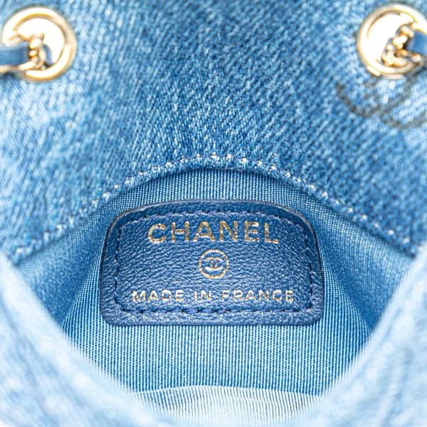 Pre-owned Chanel Mini Denim Mood Clutch with Chain Blue