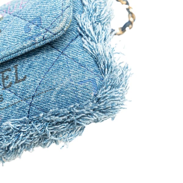 Pre-owned Chanel Mini Denim Mood Clutch with Chain Blue