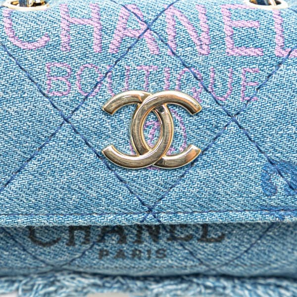 Pre-owned Chanel Mini Denim Mood Clutch with Chain Blue