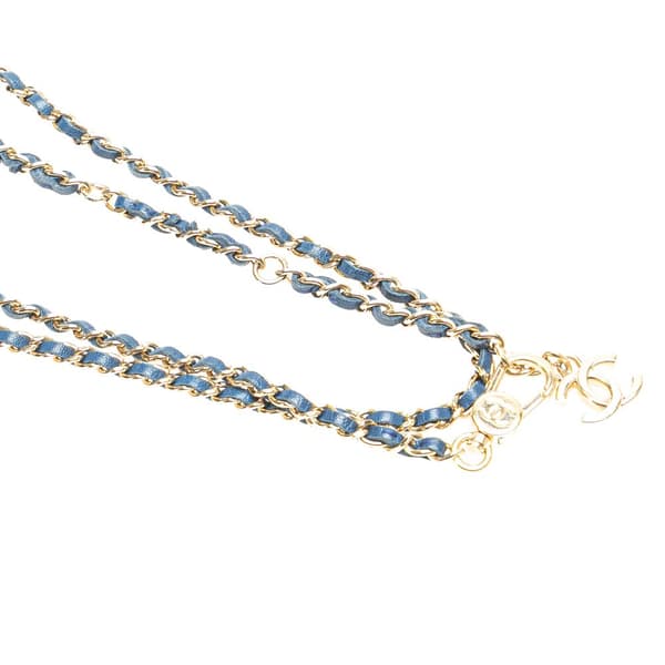 Pre-owned Chanel Mini Denim Mood Clutch with Chain Blue