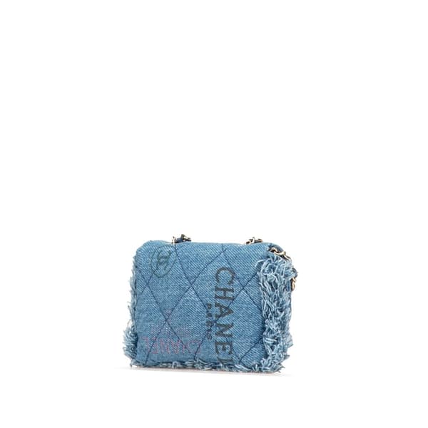 Pre-owned Chanel Mini Denim Mood Clutch with Chain Blue