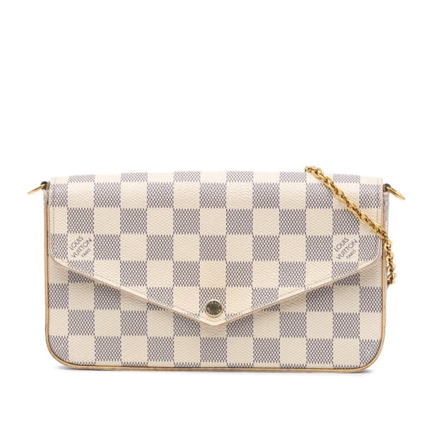 Pre-owned Louis Vuitton Damier Azur Pochette Felicie White