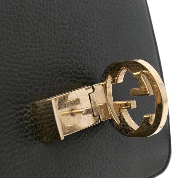 Pre-owned Gucci Small Dollar Calfskin Interlocking G Crossbody Black