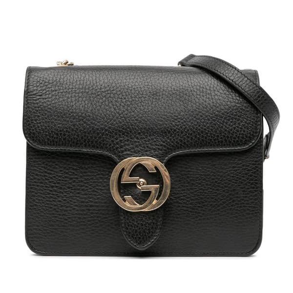 Pre-owned Gucci Small Dollar Calfskin Interlocking G Crossbody Black