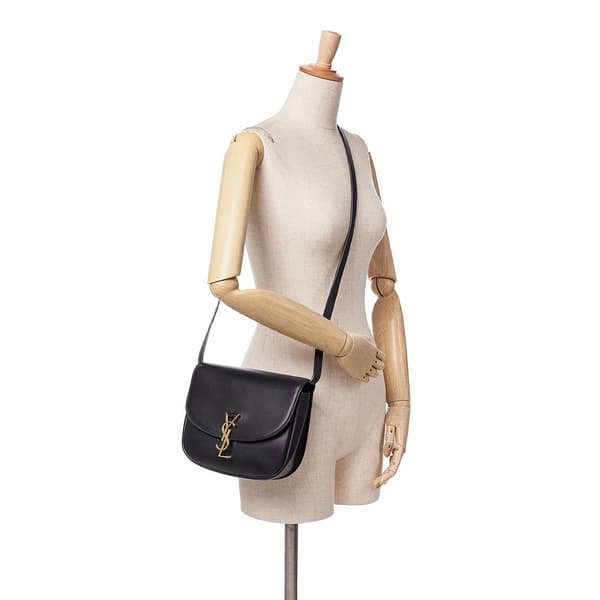 Pre-owned Saint Laurent Medium Leather Monogram Kaia Crossbody Black