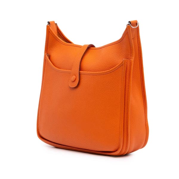 Pre-owned Hermès Clemence Evelyne III PM Orange