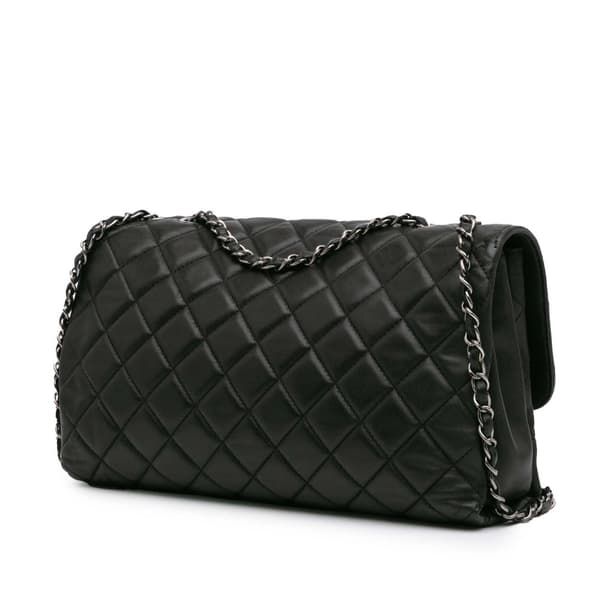 Pre-owned Chanel Jumbo Quilted Lambskin Coco Loop Flap Black