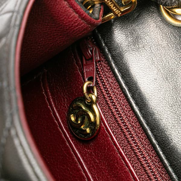 Pre-owned Chanel Mini Square Classic Lambskin Single Flap Black
