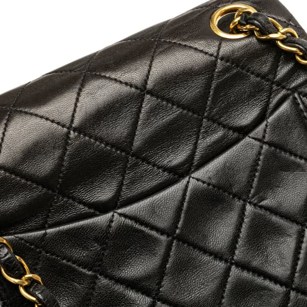 Pre-owned Chanel Mini Square Classic Lambskin Single Flap Black