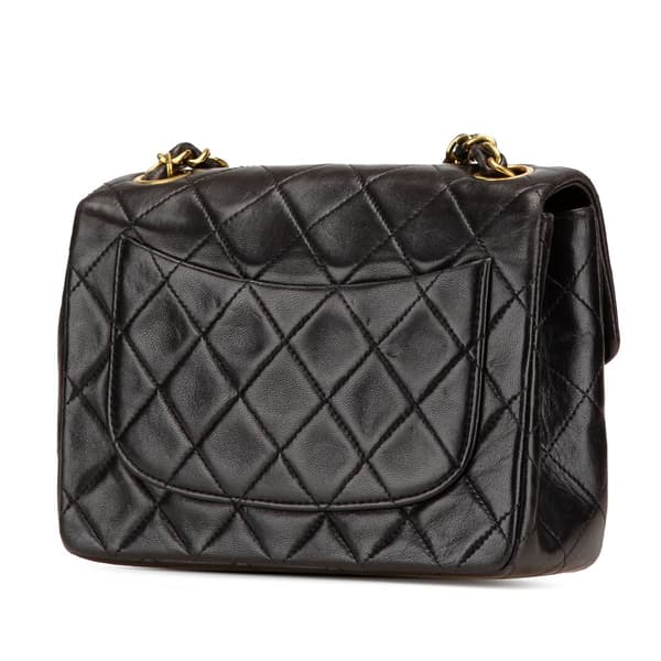 Pre-owned Chanel Mini Square Classic Lambskin Single Flap Black