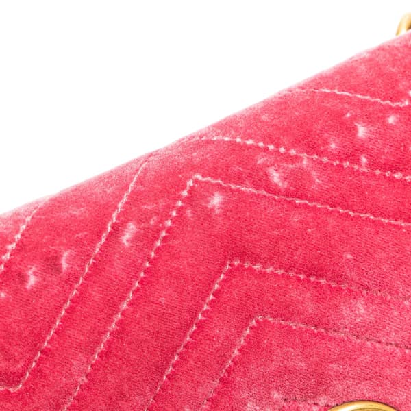 Pre-owned Gucci Small GG Marmont Matelasse Velvet Flap Crossbody Pink