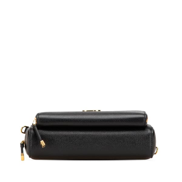 Pre-owned Dior Grained Calfskin Caro Double Pouch Black