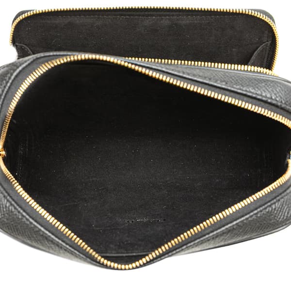 Pre-owned Dior Grained Calfskin Caro Double Pouch Black