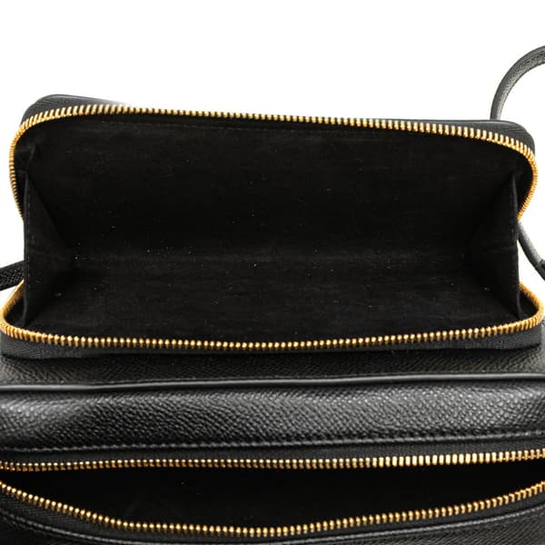 Pre-owned Dior Grained Calfskin Caro Double Pouch Black
