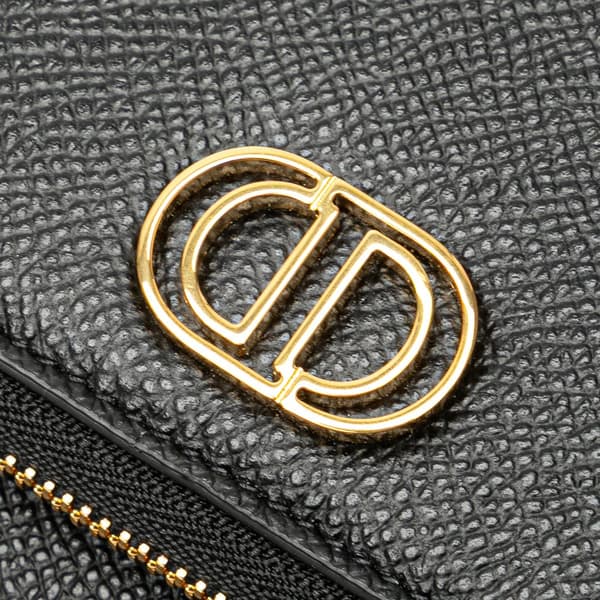 Pre-owned Dior Grained Calfskin Caro Double Pouch Black