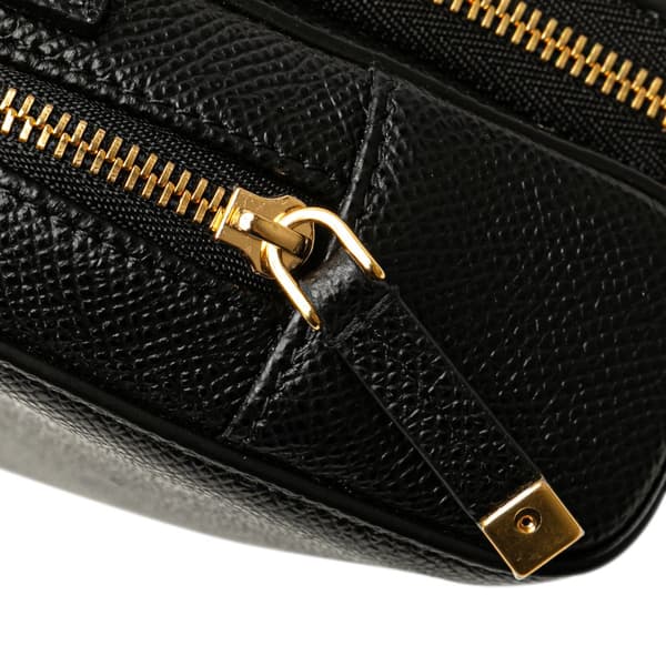 Pre-owned Dior Grained Calfskin Caro Double Pouch Black