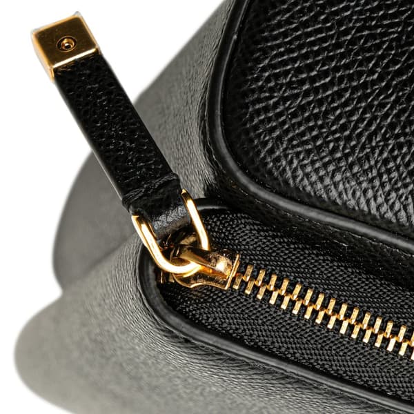 Pre-owned Dior Grained Calfskin Caro Double Pouch Black