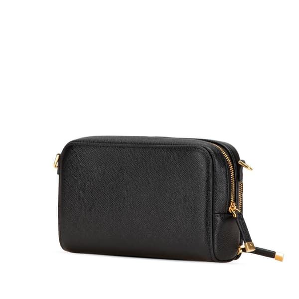 Pre-owned Dior Grained Calfskin Caro Double Pouch Black