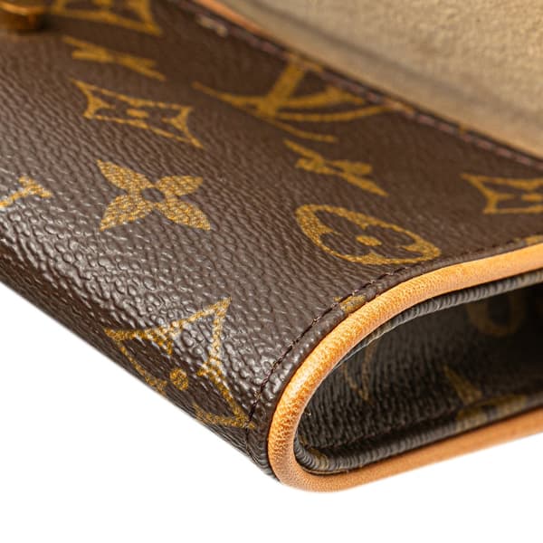 Pre-owned Louis Vuitton Monogram Pochette Twin PM Brown
