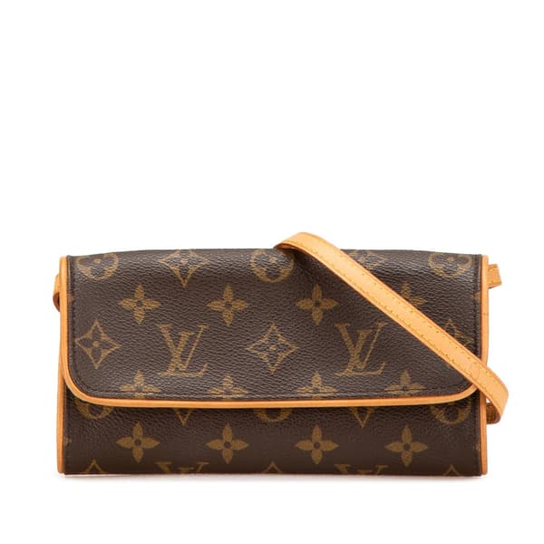 Pre-owned Louis Vuitton Monogram Pochette Twin PM Brown