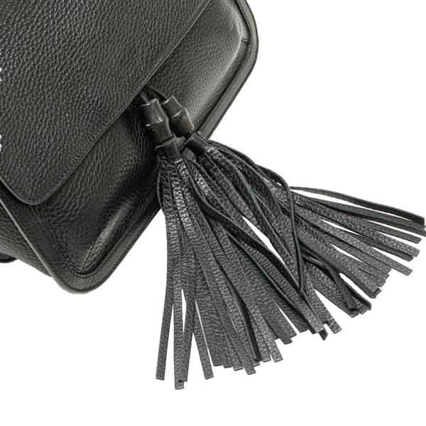 Pre-owned Gucci Medium Leather Bamboo Daily Crossbody Black