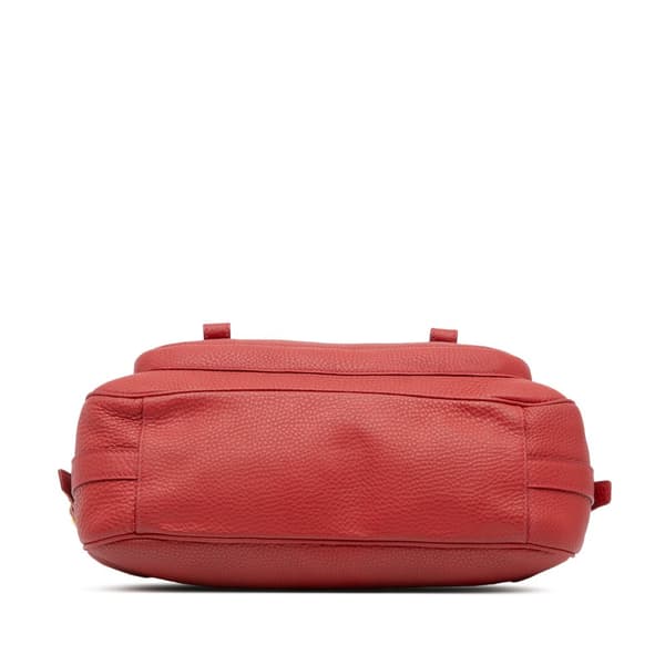Pre-owned Prada Vitello Daino Double Buckle Messenger Bag Red