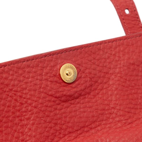 Pre-owned Prada Vitello Daino Double Buckle Messenger Bag Red