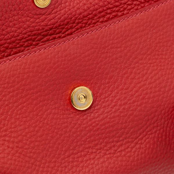 Pre-owned Prada Vitello Daino Double Buckle Messenger Bag Red