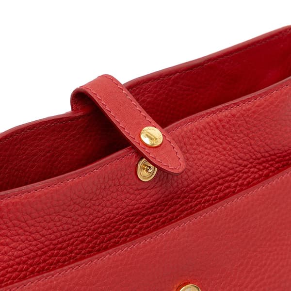 Pre-owned Prada Vitello Daino Double Buckle Messenger Bag Red