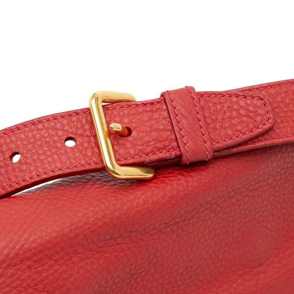 Pre-owned Prada Vitello Daino Double Buckle Messenger Bag Red