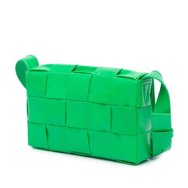Pre-owned Bottega Veneta Small Nappa Intrecciato Cassette Crossbody Green