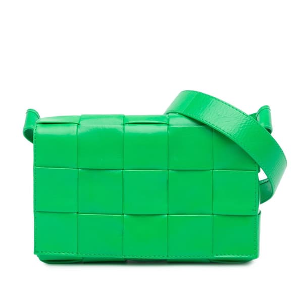 Pre-owned Bottega Veneta Small Nappa Intrecciato Cassette Crossbody Green