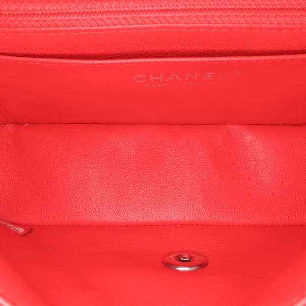 Pre-owned Chanel Mini Rectangular Bicolor Patent Single Flap Red