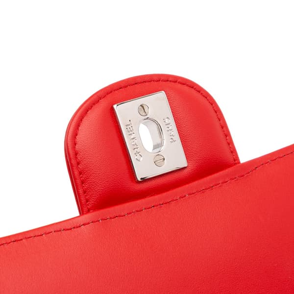 Pre-owned Chanel Mini Rectangular Bicolor Patent Single Flap Red