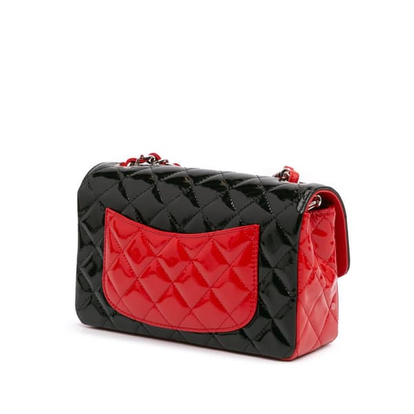 Pre-owned Chanel Mini Rectangular Bicolor Patent Single Flap Red