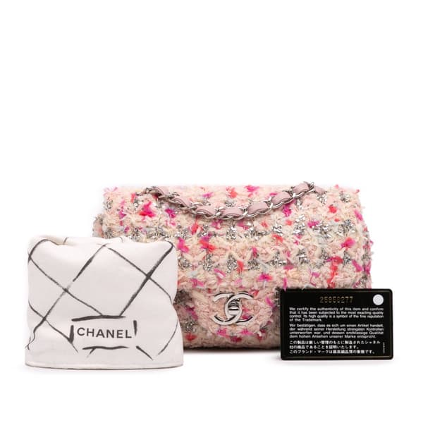 Pre-owned Chanel Mini Rectangular Classic Tweed Single Flap Pink