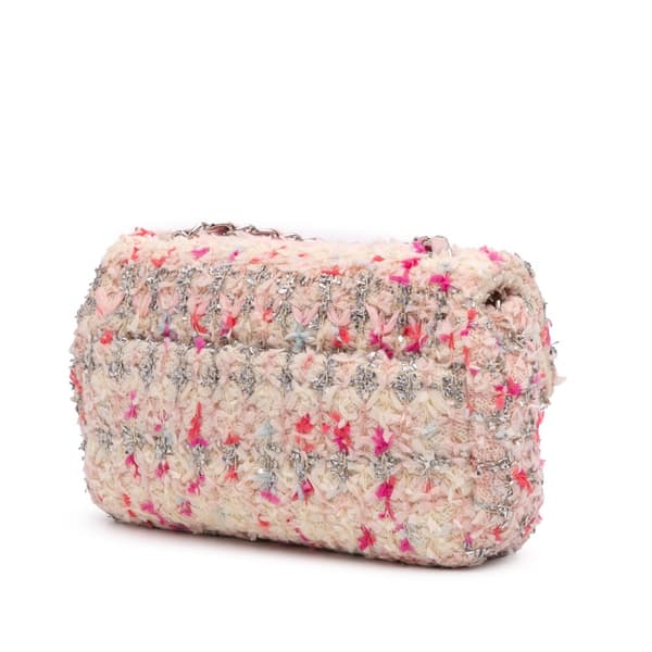 Pre-owned Chanel Mini Rectangular Classic Tweed Single Flap Pink