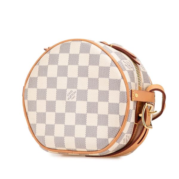 Pre-owned Louis Vuitton Damier Azur Boite Chapeaux Souple PM White