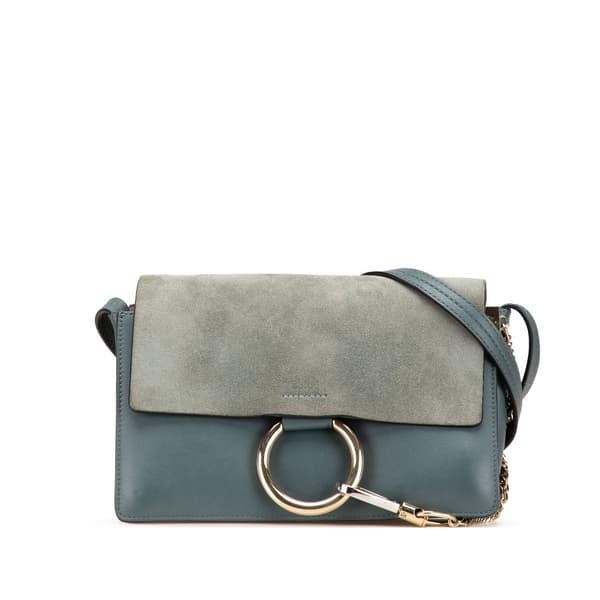 Pre-owned Chloé Small Suede and Calfskin Faye Crossbody Blue