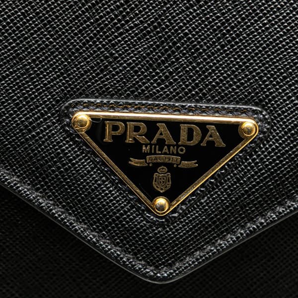 Pre-owned Prada Saffiano Envelope Chain Crossbody Black