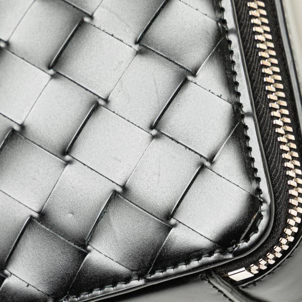 Pre-owned Bottega Veneta Nappa Intrecciato Zip Around Crossbody Black