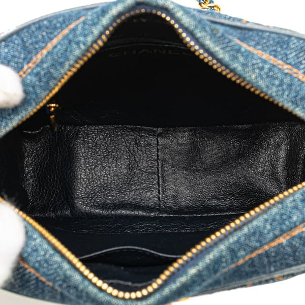 Pre-owned Chanel CC Quilted Denim Turnlock Camera Bag Blue