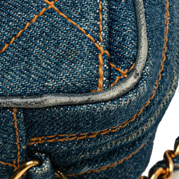 Pre-owned Chanel CC Quilted Denim Turnlock Camera Bag Blue