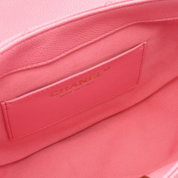 Pre-owned Chanel Small CC Quilted Caviar Chain Flap Pink