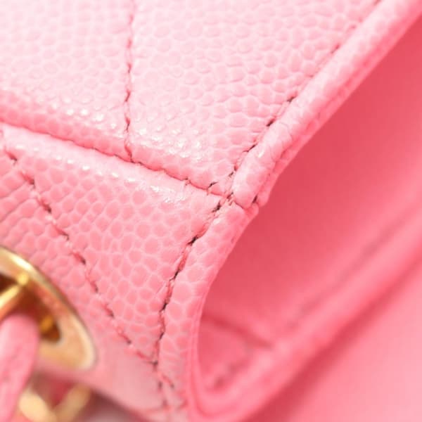 Pre-owned Chanel Small CC Quilted Caviar Chain Flap Pink