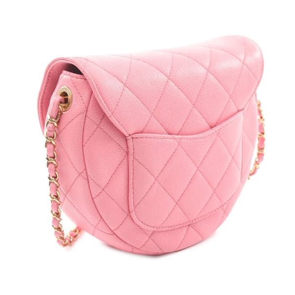 Pre-owned Chanel Small CC Quilted Caviar Chain Flap Pink