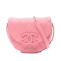 Miniatyrbild 1 av 8: Pre-owned Chanel Small CC Quilted Caviar Chain Flap Pink