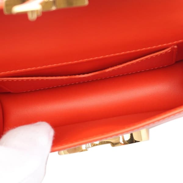 Pre-owned Dior Micro Smooth Calfskin 30 Montaigne Flap Orange