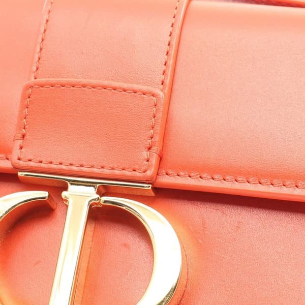Pre-owned Dior Micro Smooth Calfskin 30 Montaigne Flap Orange