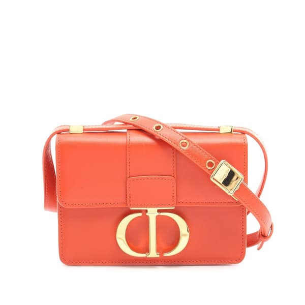 Pre-owned Dior Micro Smooth Calfskin 30 Montaigne Flap Orange